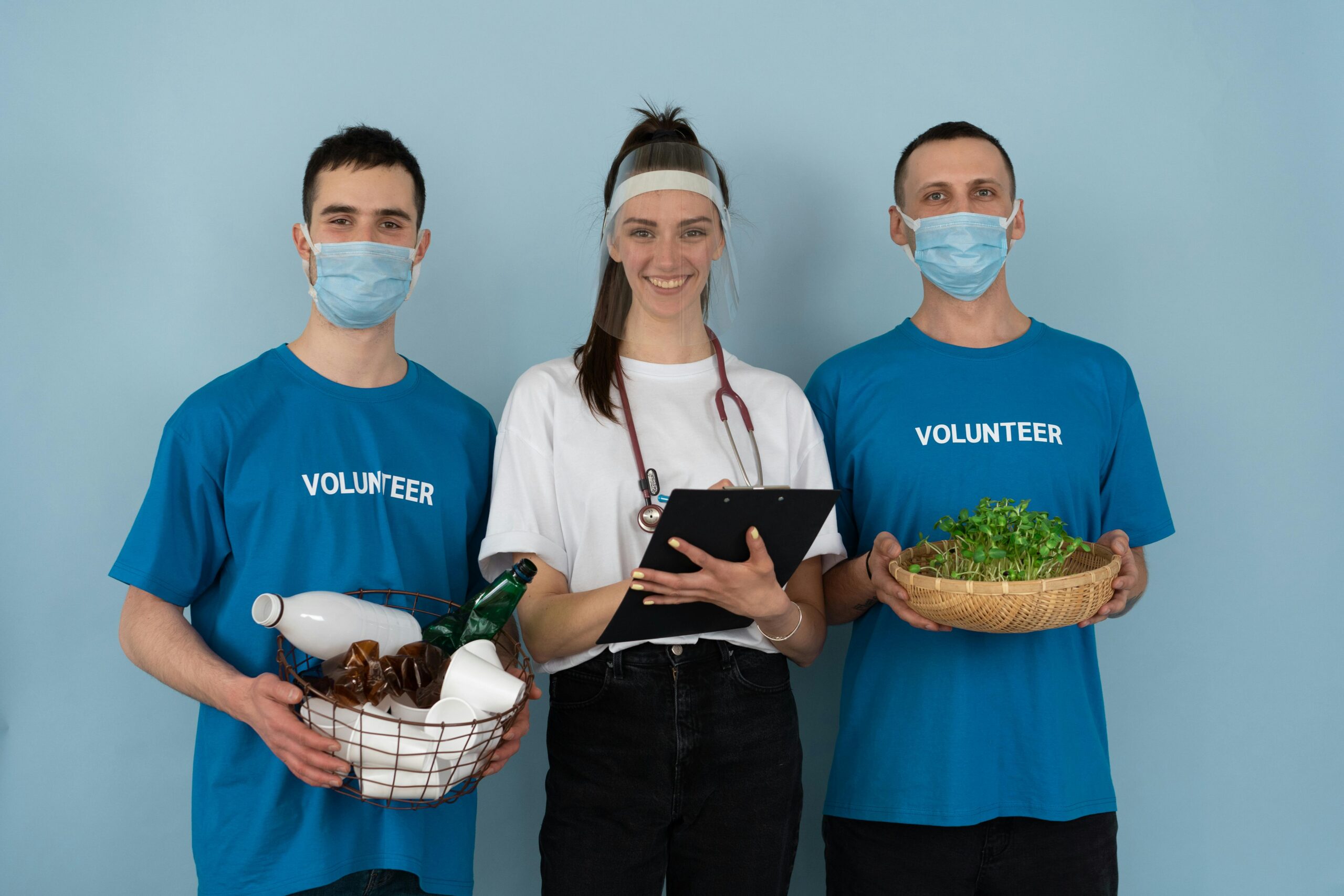 Team of volunteers engaged in community health and environmental activities with a joyful spirit.